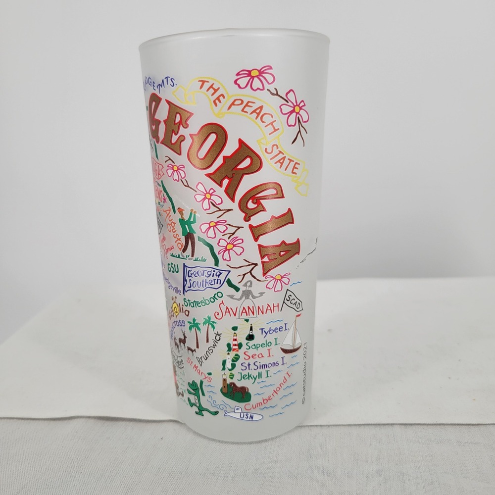 Catstudio Georgia & Florida Frosted Drinking Glasses 15oz Geography Collection - Picture 7 of 11
